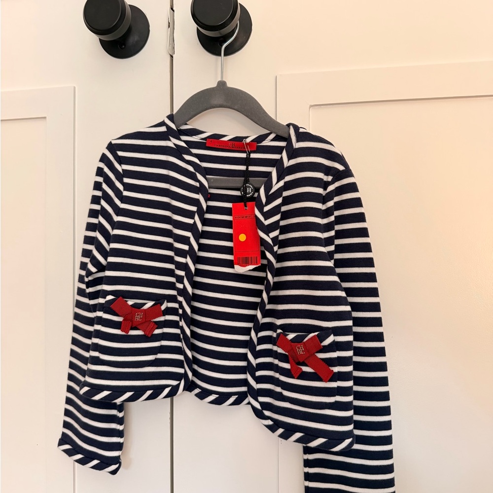 Carolina Herrera Navy and White Striped Kids Jacket